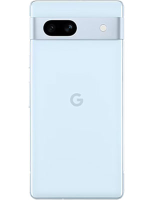 Google Pixel 7a in sea color showing back panel and camera design