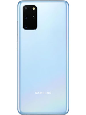 Back view of Samsung Galaxy S20 Plus light blue smartphone