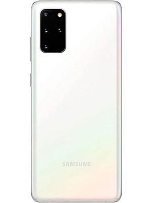 Back view of Samsung Galaxy S20 Plus white smartphone