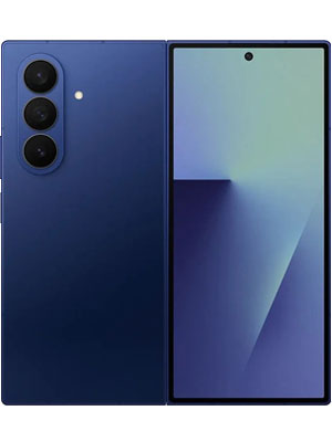 Samsung Galaxy Z Fold 7 in blue color showing unfolded back and front picture
