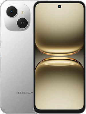Front and back photo of Tecno Spark 40C in Titanium Grey color smartphone