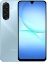 Samsung Galaxy A17 Front and Back photo in light blue color