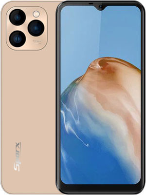 Front and Back side photo of Sparx Neo 5 Pro in Glimmer Gold color smartphone