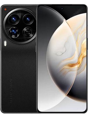 Front and back photo of Tecno Camon 30 Premier in Hawaii Lava Black color