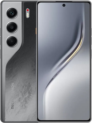 Front and back side image of Tecno Camon 40 in Galaxy Black color smartphone